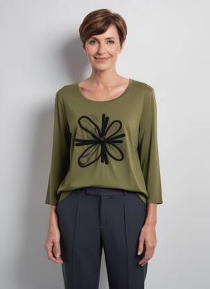 T-shirt manches 3/4 manches 3/4 vert JULIE GUERLANDE femme