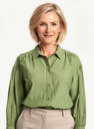 Chemisier coupe droite manches 3/4 vert DEVERNOIS femme