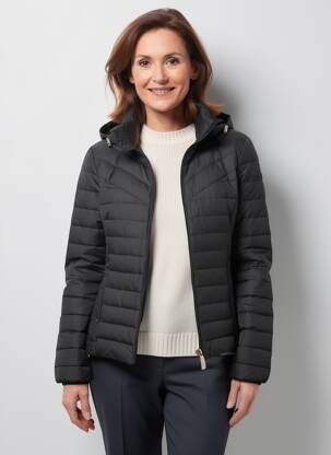 Doudoune poches a capuche noir JULIE GUERLANDE femme