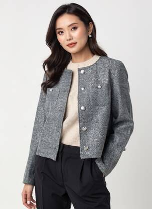 Veste casual col rond gris JULIE GUERLANDE femme