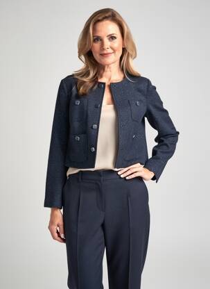 Veste casual col rond bleu JULIE GUERLANDE femme