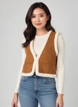 Gilet sans manche doublure marron JULIE GUERLANDE femme