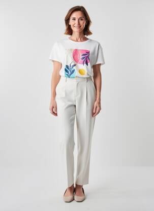 T-shirt sérigraphie manches courtes beige JULIE GUERLANDE femme