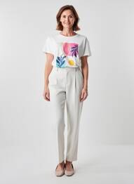 T-shirt sérigraphie manches courtes beige JULIE GUERLANDE femme