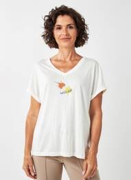 T-shirt col v manches courtes beige DEVERNOIS femme