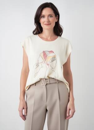 T-shirt imprimé fantaisie manches courtes beige JULIE GUERLANDE femme