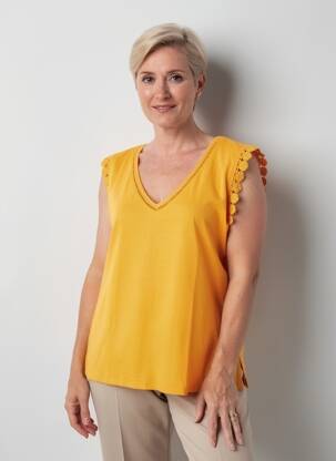 T-shirt col v manches courtes orange JULIE GUERLANDE femme