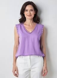 T-shirt col v manches courtes violet JULIE GUERLANDE femme