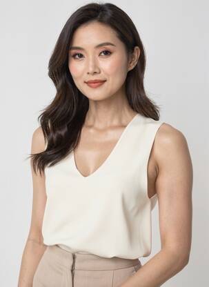 Top stretch sans manche beige DEVERNOIS femme