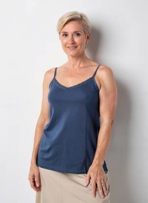 Top manches bretelles ajustables fines bretelles bleu JULIE GUERLANDE femme