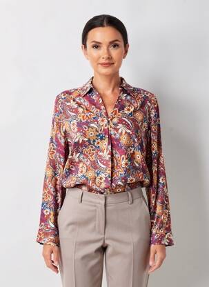 Blouse tissage popeline manches longues violet C'EST BEAU LA VIE femme