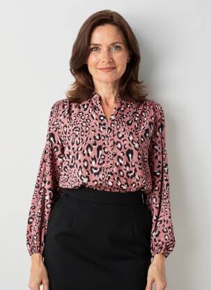 Blouse imprimé fantaisie manches longues rose JULIE GUERLANDE femme