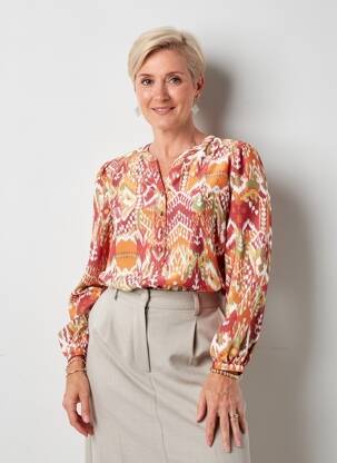 Blouse tissage popeline manches longues orange JULIE GUERLANDE femme