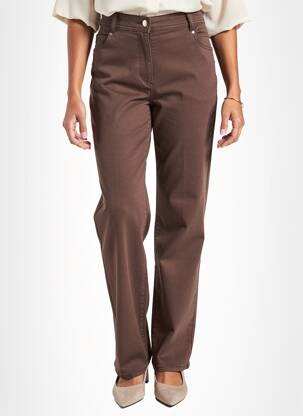 Pantalon droit stretch taille normale marron JULIE GUERLANDE femme