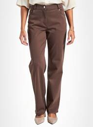 Pantalon droit stretch taille normale marron JULIE GUERLANDE femme