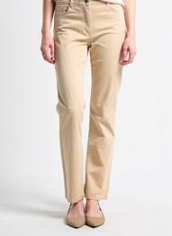 Pantalon droit stretch taille normale beige JULIE GUERLANDE femme