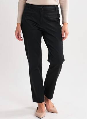 Pantalon slim tissage popeline taille normale noir JULIE GUERLANDE femme
