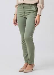 Pantalon slim tissage popeline taille normale vert JULIE GUERLANDE femme