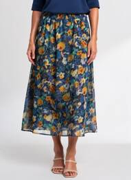 Jupe longue tissage crêpe bleu JULIE GUERLANDE femme
