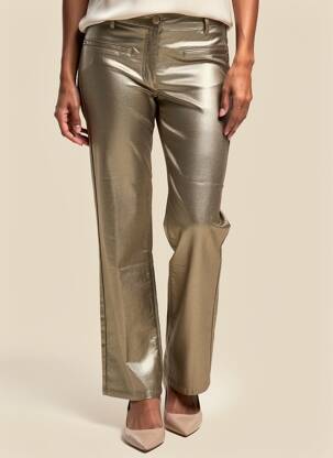 Pantalon droit stretch taille haute or JULIE GUERLANDE femme