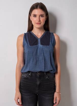 Débardeur coupe droite sans manche bleu SHEEGO femme