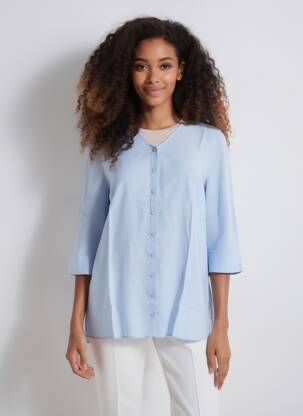 Tunique manches longues fermeture boutonnée sur le devant bleu SHEEGO femme