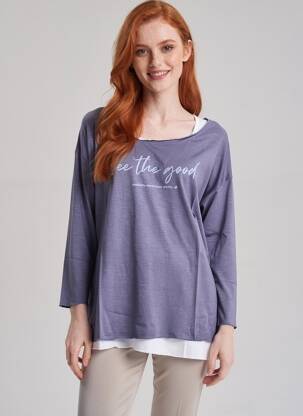 T-shirt manches 3/4 manches 3/4 bleu SHEEGO femme