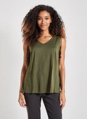 Débardeur col v sans manche vert SHEEGO femme