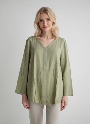 Tunique manches longues col v vert SHEEGO femme
