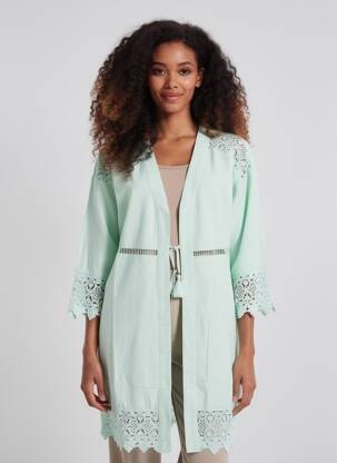 Veste kimono col v vert SHEEGO femme