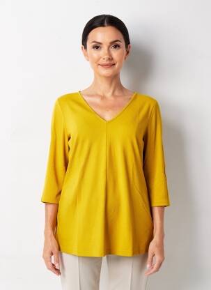 T-shirt manches 3/4 manches 3/4 jaune SHEEGO femme