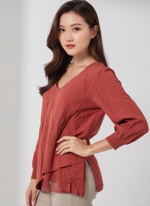 Blouse manches longues manches longues marron SHEEGO femme