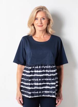 Top stretch manches 3/4 bleu SHEEGO femme