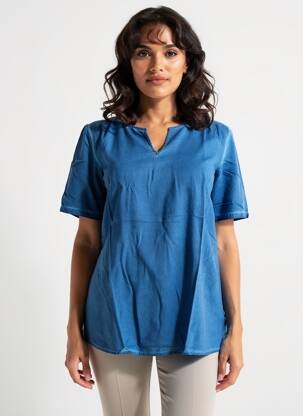 Tunique manches courtes tissage jersey bleu SHEEGO femme