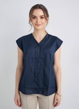 Chemisier coupe cintrée sans manche bleu SHEEGO femme