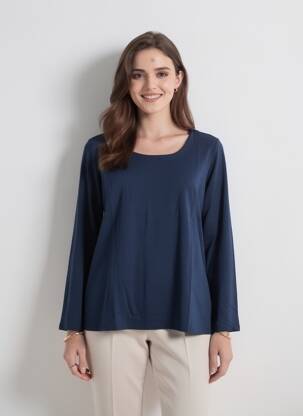 T-shirt manches longues manches longues bleu TOM TAILOR femme