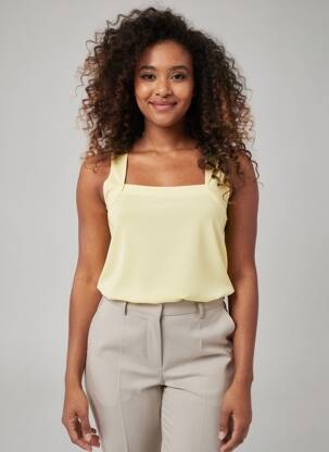 Top stretch sans manche jaune HEINE femme