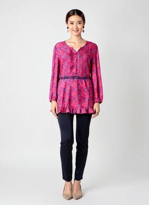 Tunique manches longues imprimé fantaisie rose SHEEGO femme