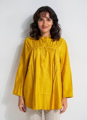 Tunique manches longues fermeture boutonnée sur le devant jaune SHEEGO femme