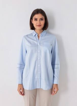 Chemisier coupe fluide manches longues bleu SHEEGO femme