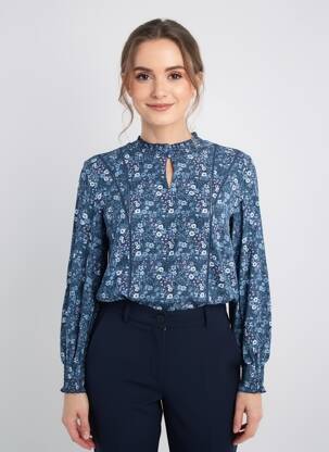 Tunique manches longues fermeture boutonnée sur le devant bleu SHEEGO femme