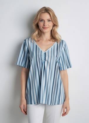 Top stretch manches courtes bleu SHEEGO femme