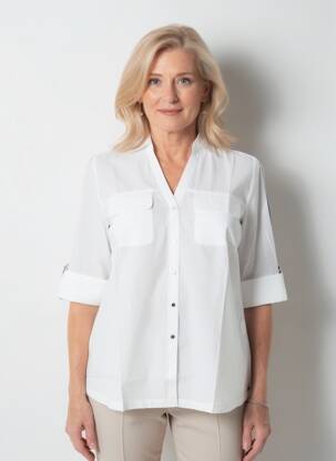 Chemisier coupe cintrée manches longues blanc SHEEGO femme