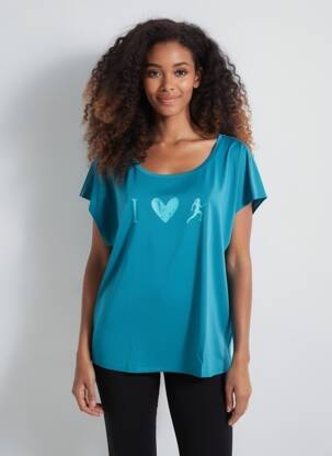 T-shirt imprimé fantaisie manches courtes bleu SHEEGO femme