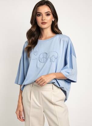 T-shirt manches 3/4 manches 3/4 bleu SHEEGO femme