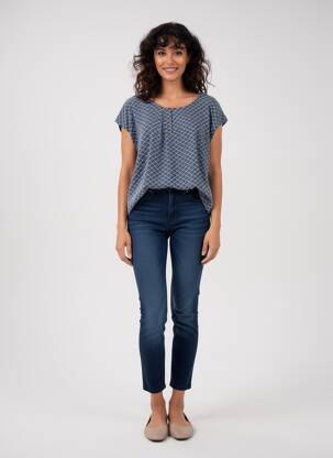 Top stretch manches courtes bleu SHEEGO femme