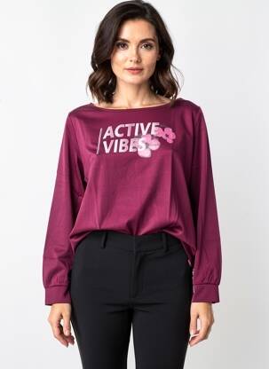 T-shirt sérigraphie floquée manches longues violet SHEEGO femme