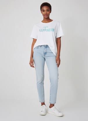 T-shirt sérigraphie floquée manches courtes blanc SHEEGO femme