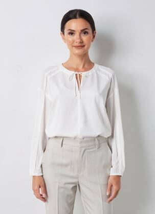 Blouse tissage popeline manches longues blanc TRIANGLE femme