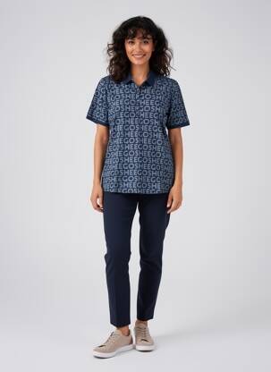 Polo coupe droite manches courtes bleu SHEEGO femme